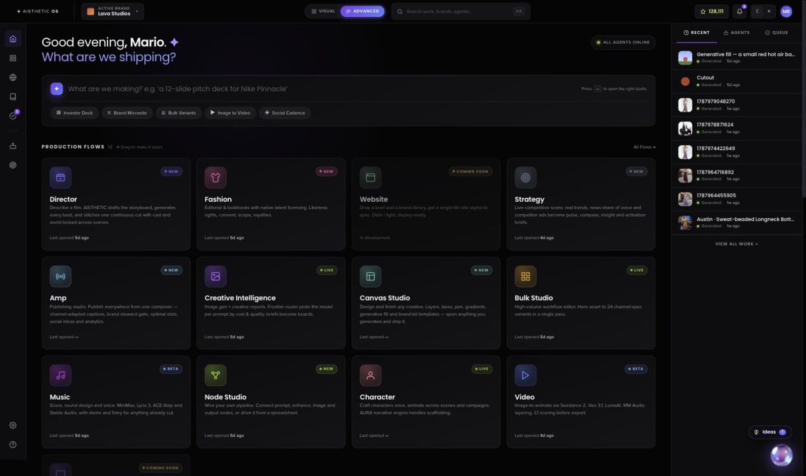 AISTHETIC OS command dashboard