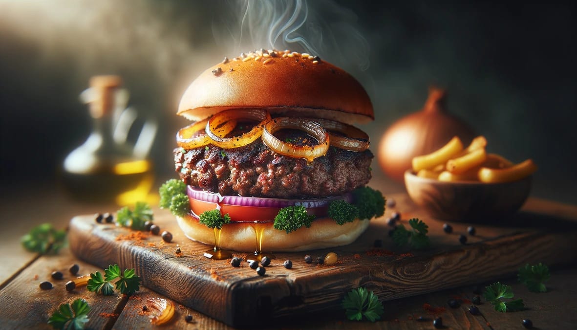 Smashed Beef Kofta Burger with Caramelised Onions Recipe