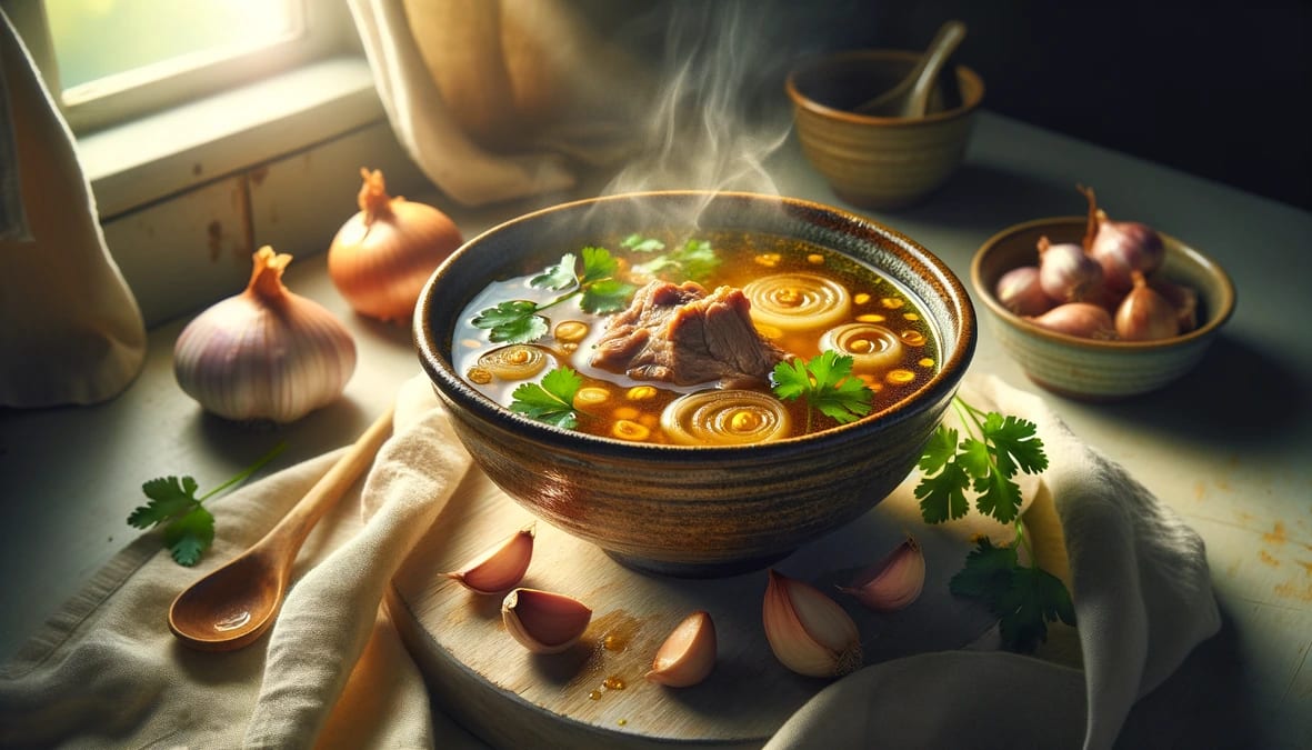 Golden Garlic Lamb Broth Recipe
