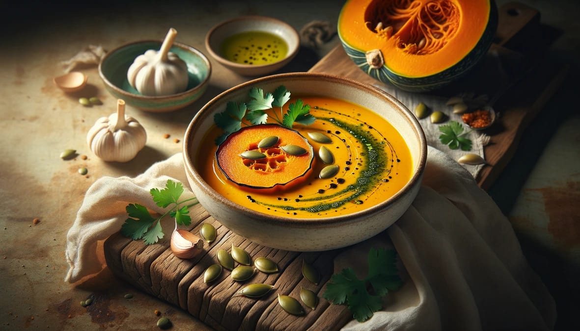 Roasted Pumpkin and Garlic Soup Recipe