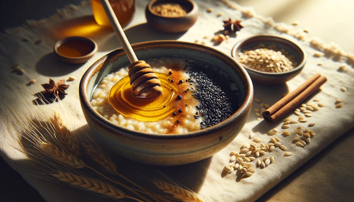 Spiced Black Seed Breakfast Bowl with Honey and Milk Recipe