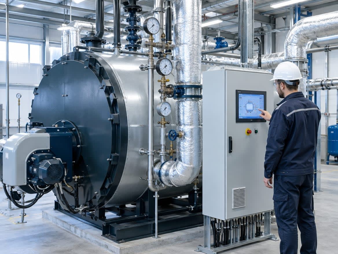 Industrial boiler with a touchscreen control panel