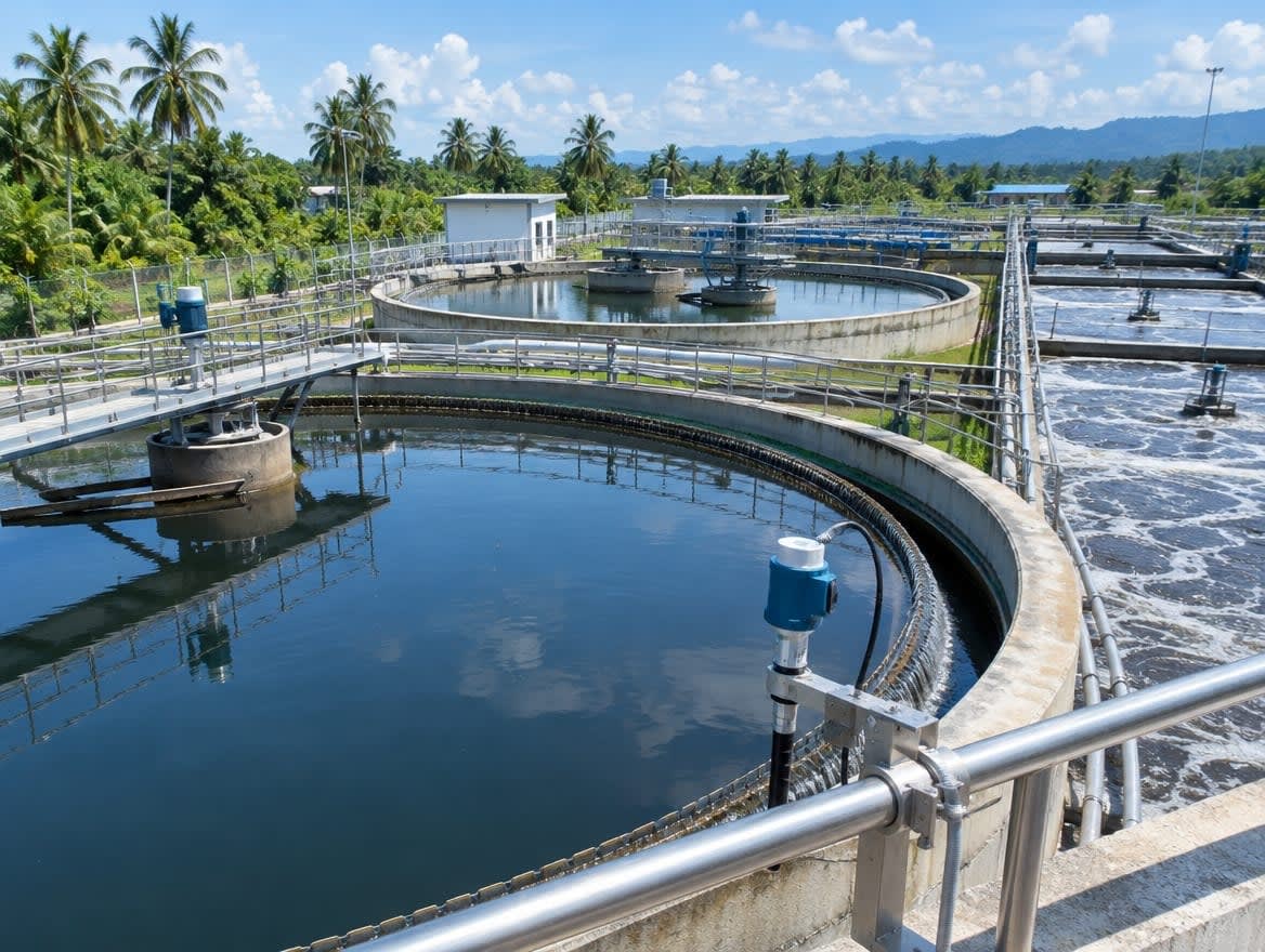Clarifier tanks at a wastewater treatment plant