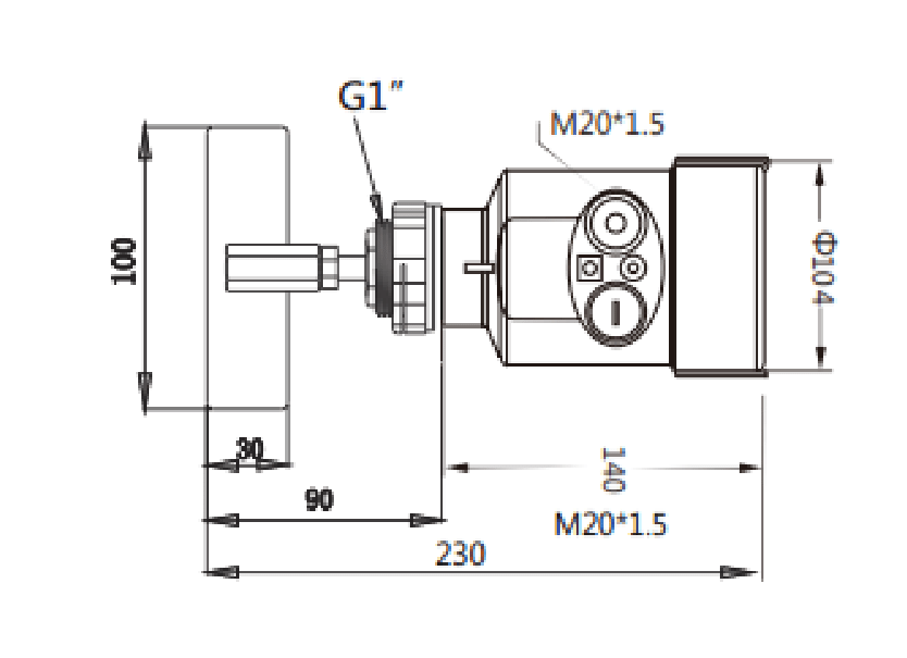 Rotary paddle level switch RPL-10 dimension drawing