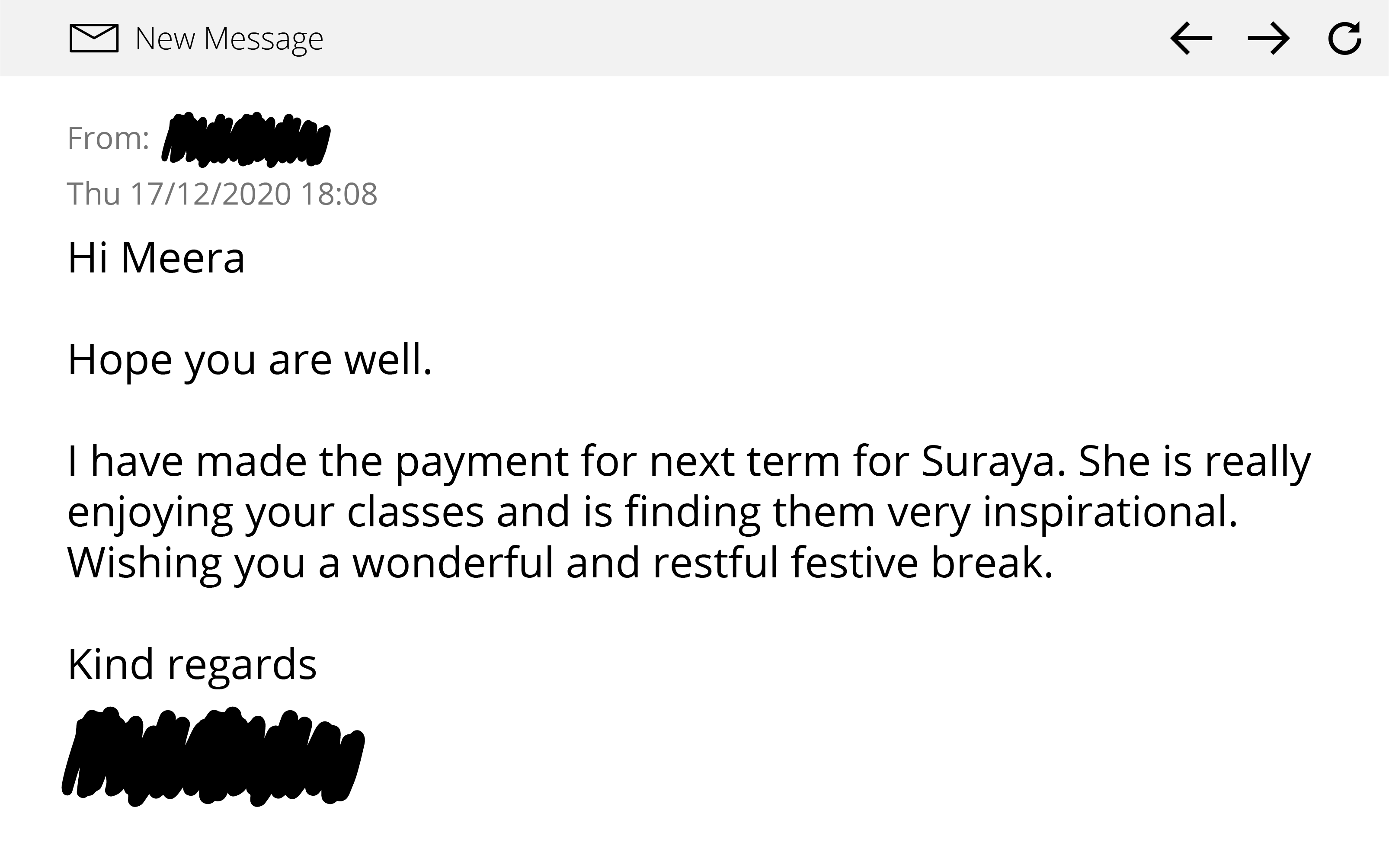 Testimonial 17th December 2022