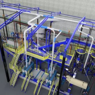 Plataforma metálica com escada de acesso.