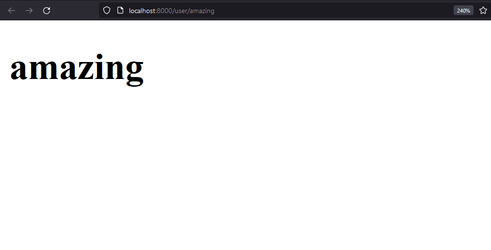 Localhost displaying "amazing" on screen