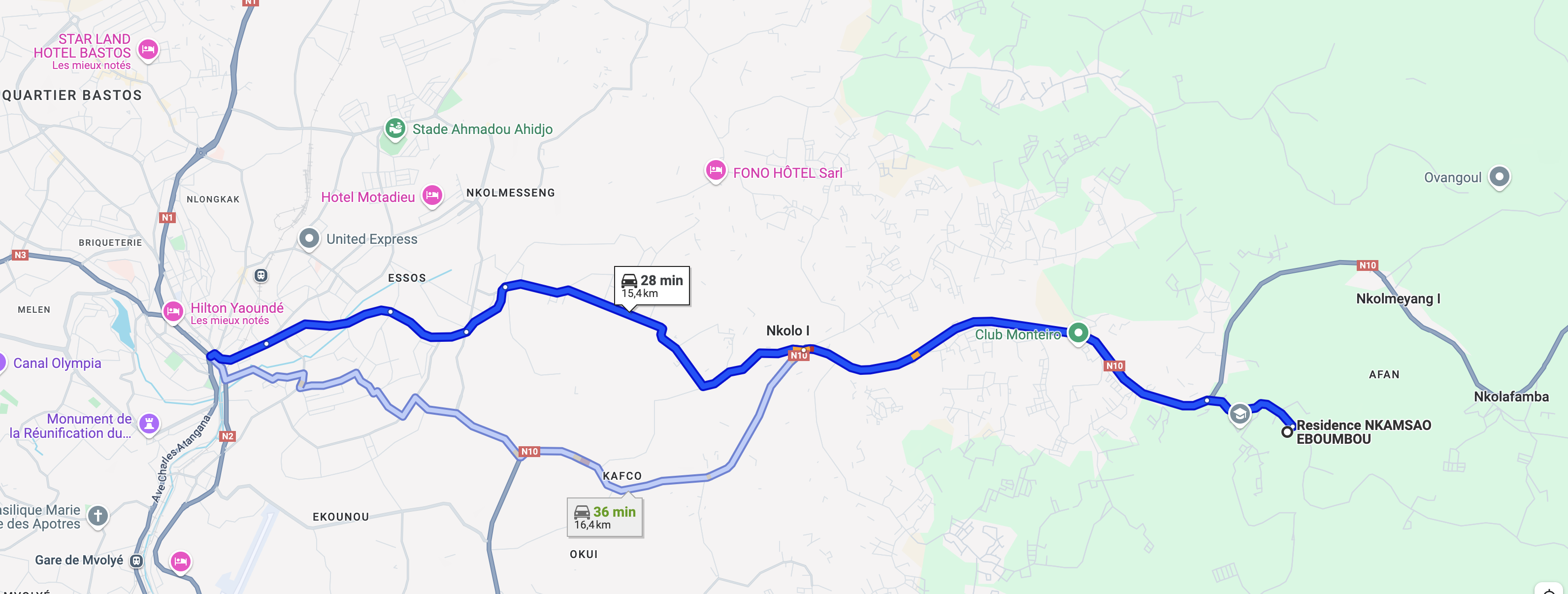 Localisation de la Résidence NKAMSAO EBOUMBOU sur Google Maps