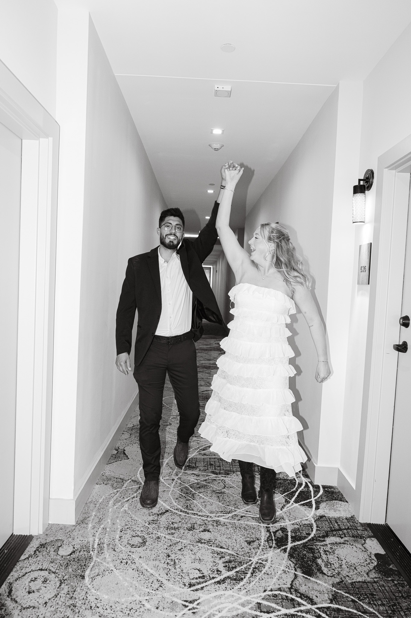 Walking together as newlyweds
