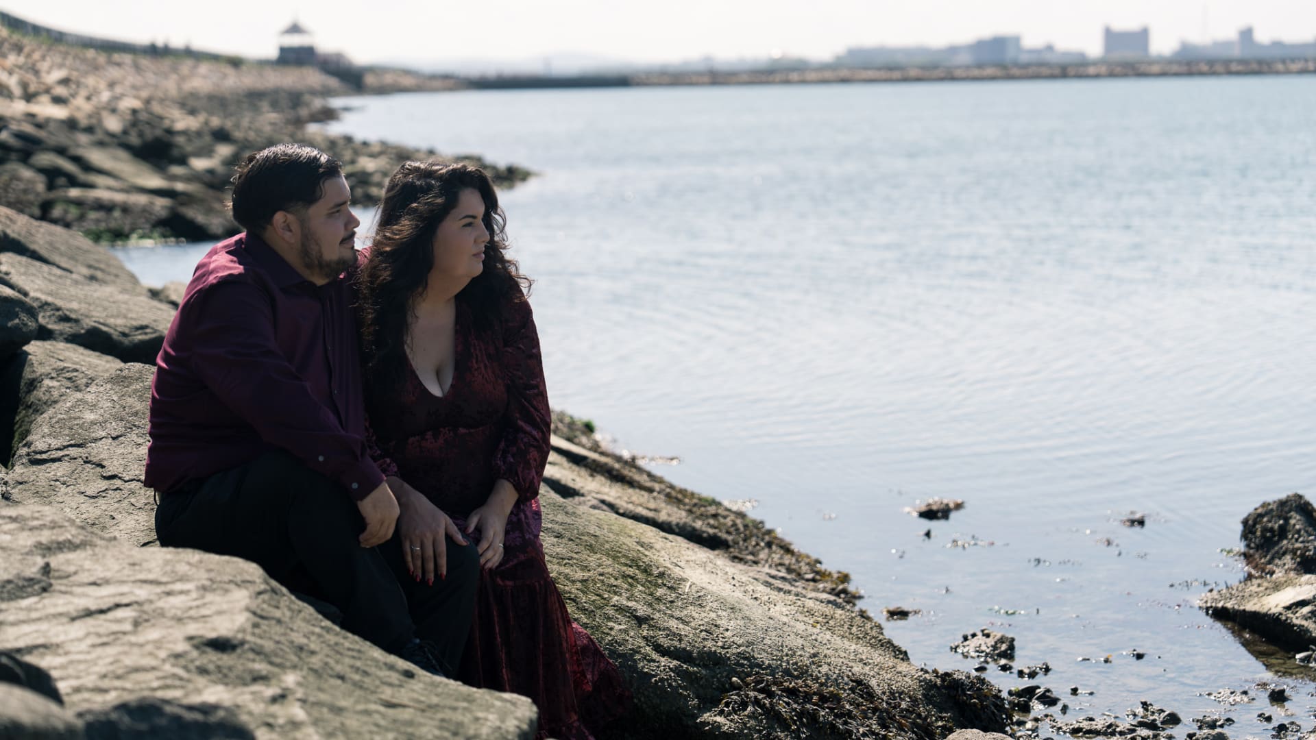 Couples session at Castle Island Boston