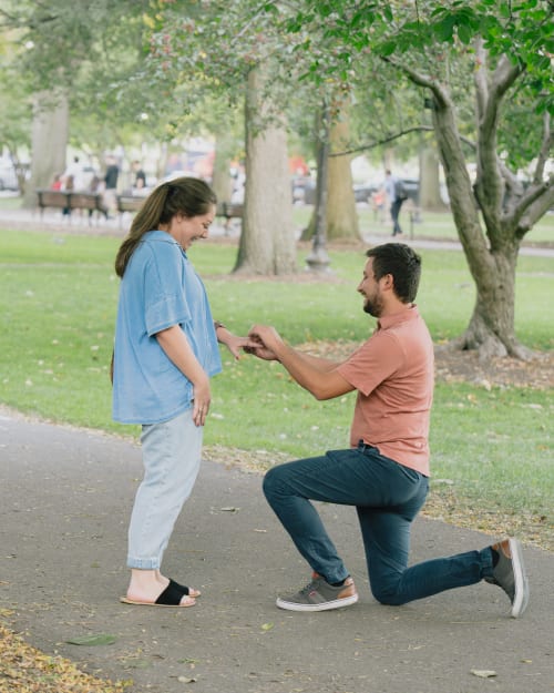 Surprise proposal photography for Alex and Kendyl at Boston Public Garden