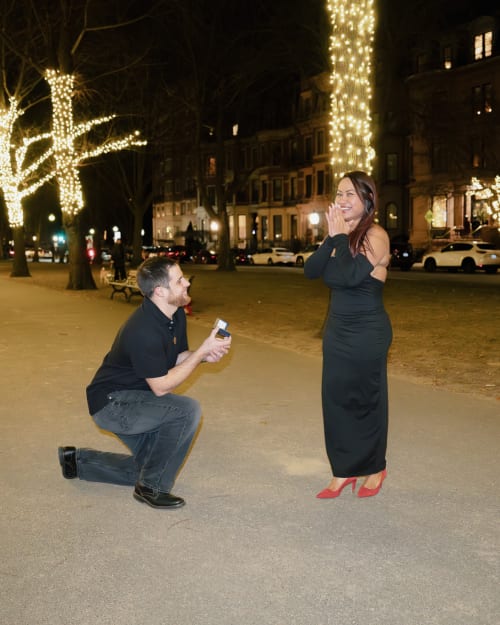 Surprise proposal photography for Ryan and Sophanya in Back Bay