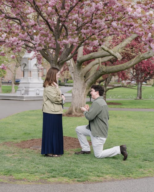 Surprise proposal photography for Jack and Hailey at Boston Public Garden