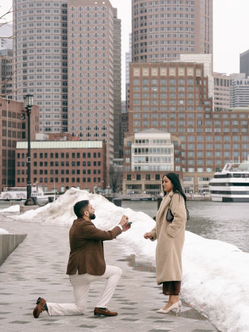 Jay and Amrita's proposal at Boston Seaport