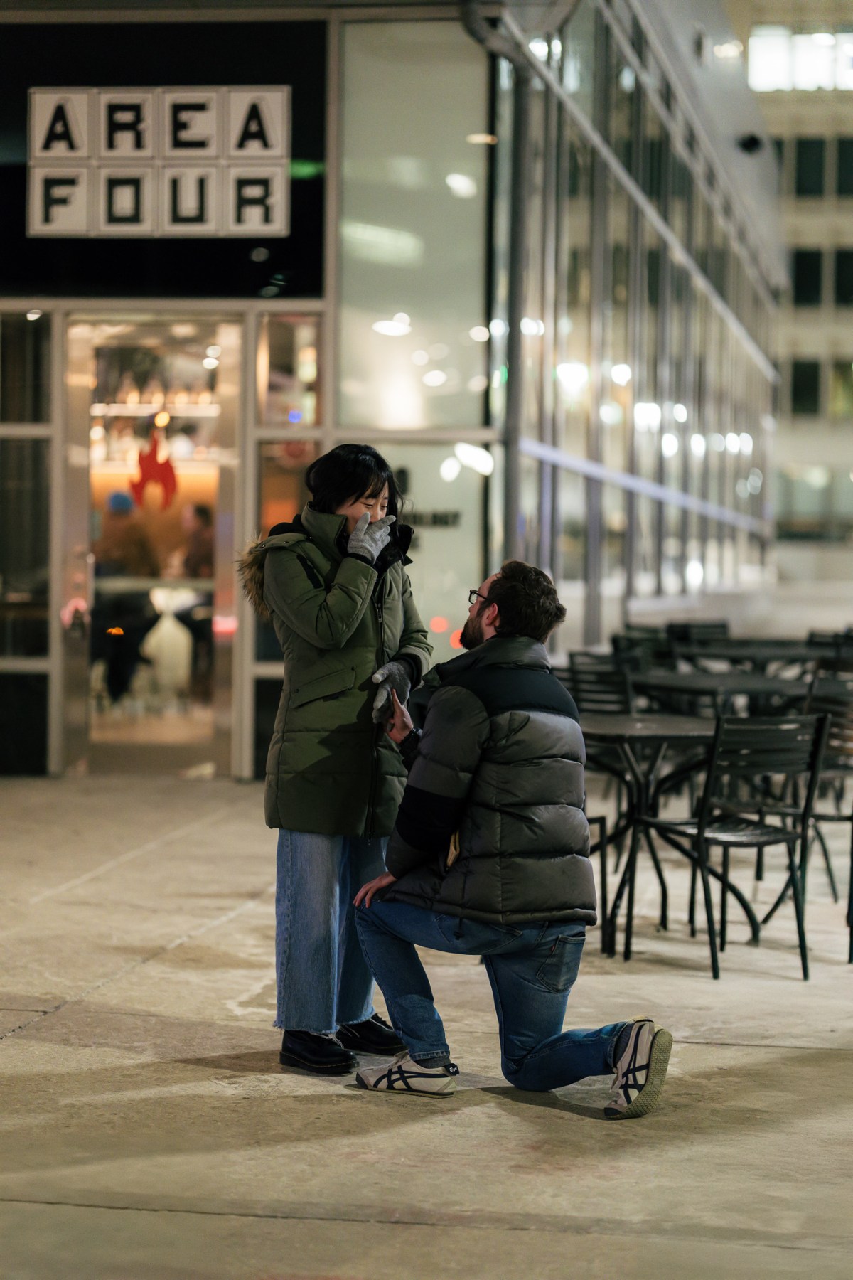 Travis proposing to Grace in Cambridge