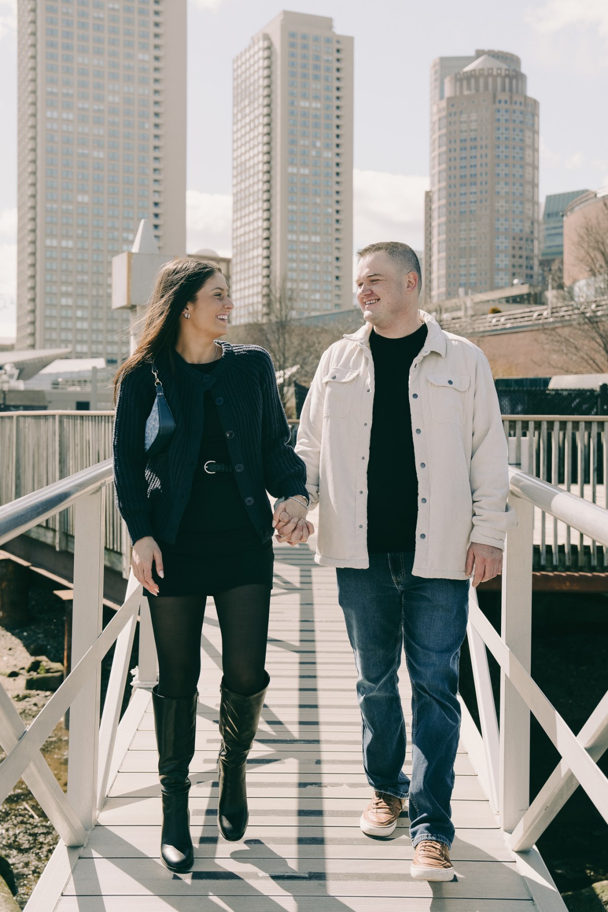 Ben and Ally during their post-proposal portrait session in the North End