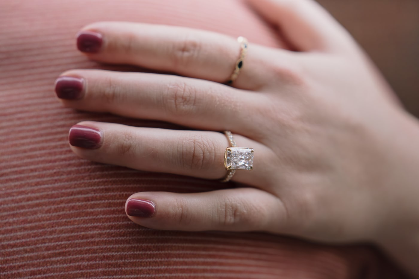Close-up of Kendyl's engagement ring