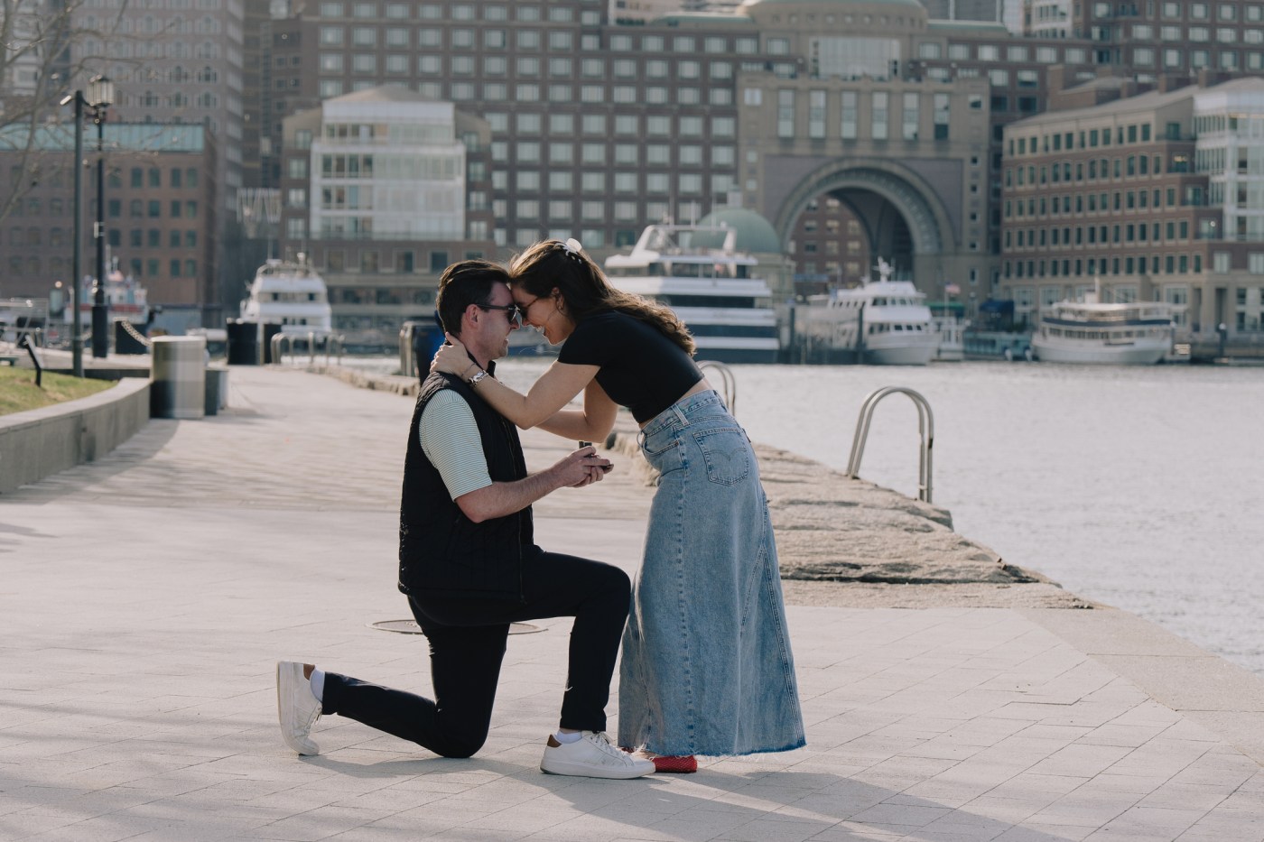 Hailey saying yes to Chris at Boston Seaport