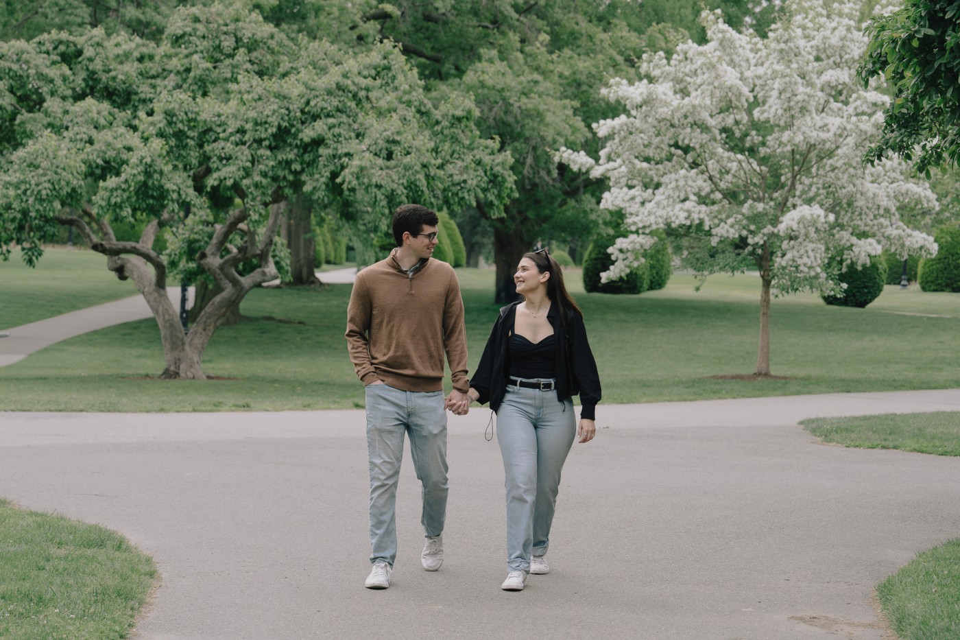 Wide view of Cormac and Flor at the Boston Public Garden