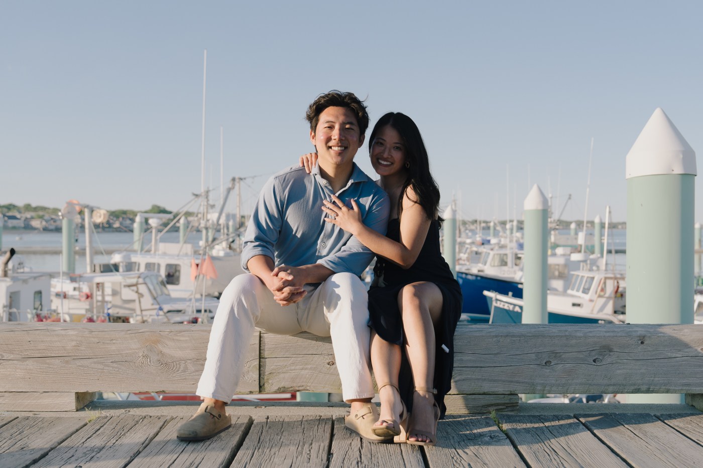 A sunset sailboat proposal on the water at Herring Cove in Provincetown, Cape Cod