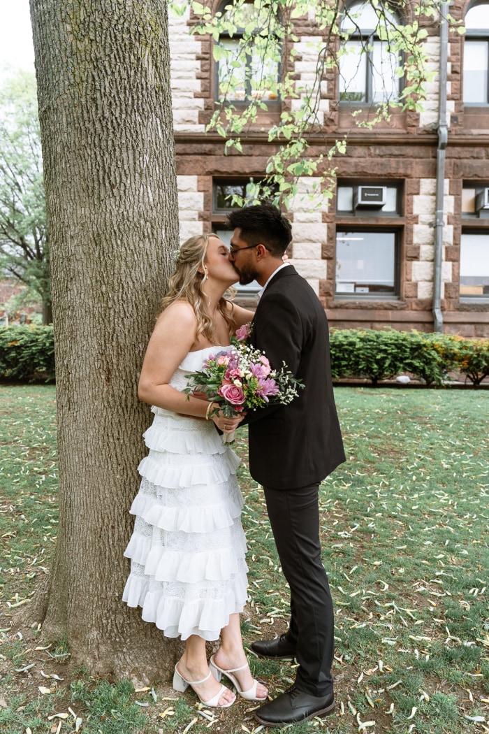 Close embrace on wedding day