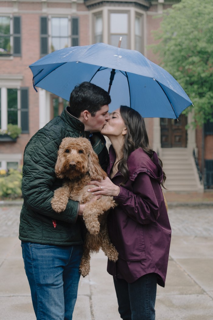 Samantha reacting to Chris's surprise proposal