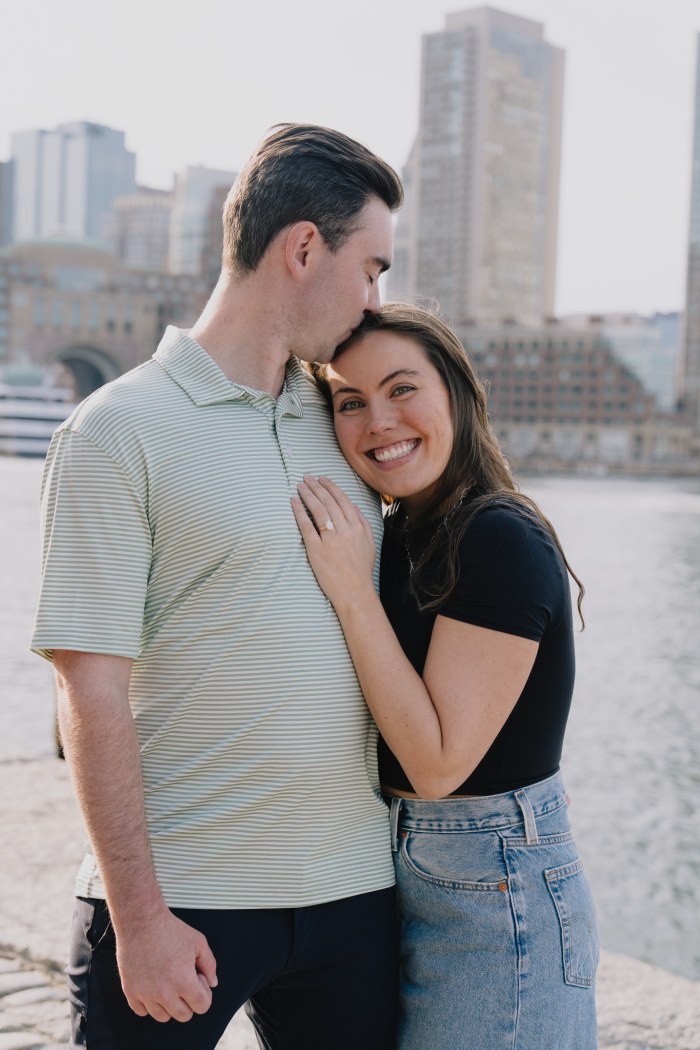 Newly engaged Chris and Hailey portraits at Boston Seaport