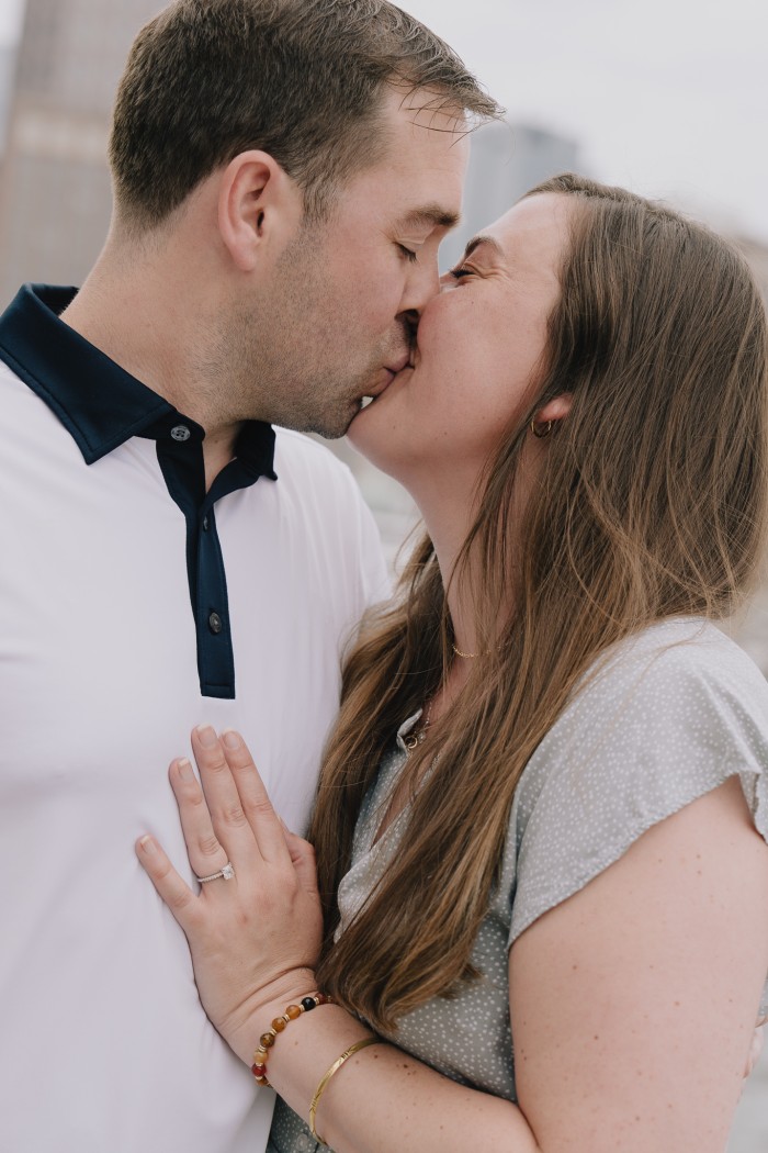 Golden hour portrait of Jack and Alyssa at the Seaport