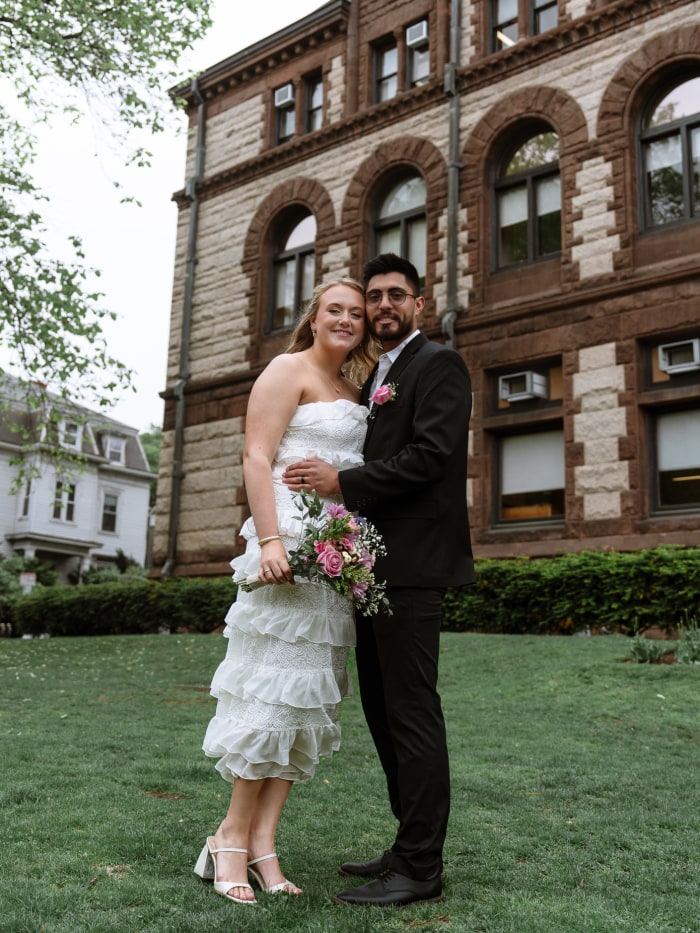 Luis and Taylor during their Cambridge City Hall wedding