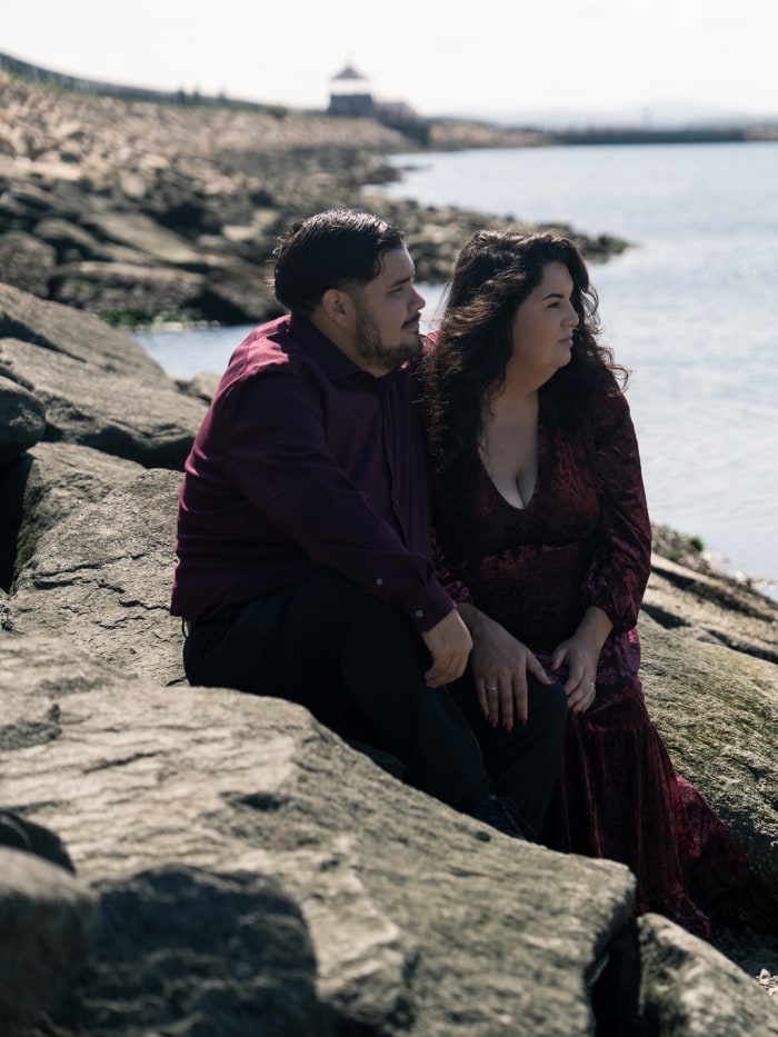 Castle Island waterfront engagement session in South Boston