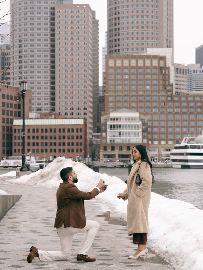 Jay and Amrita proposal at Boston Seaport