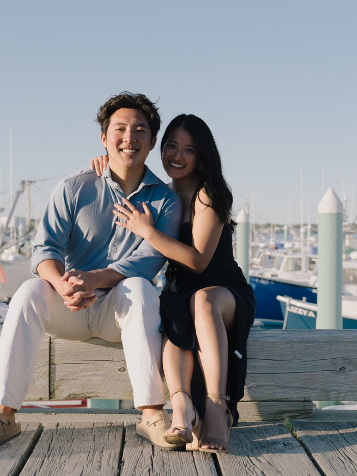 Provincetown proposal photography — the on-the-knee proposal moment
