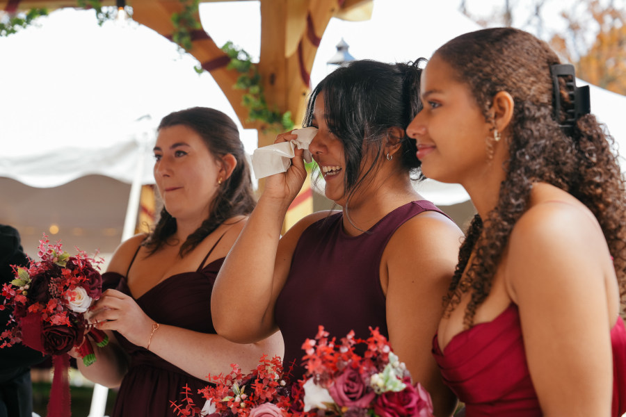 Bridesmaids celebrating