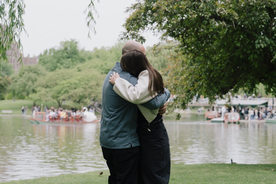 JJ and Payton celebrating their engagement at the Public Garden