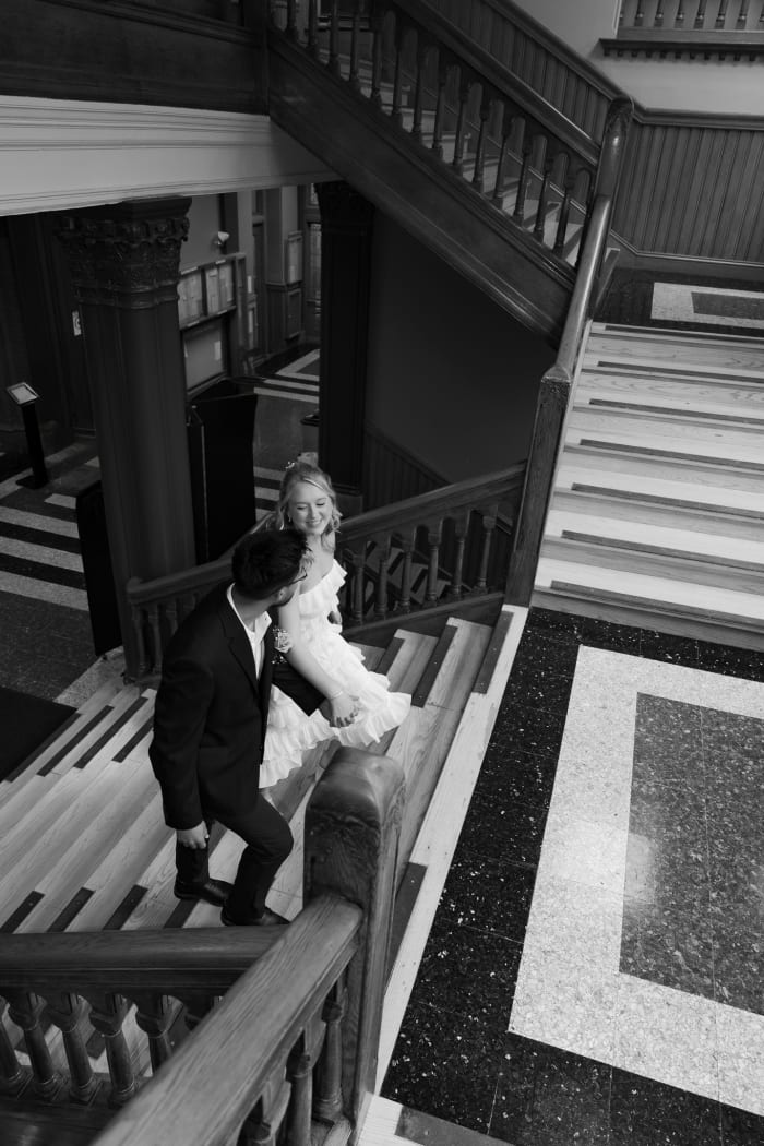 Wedding portrait on a staircase