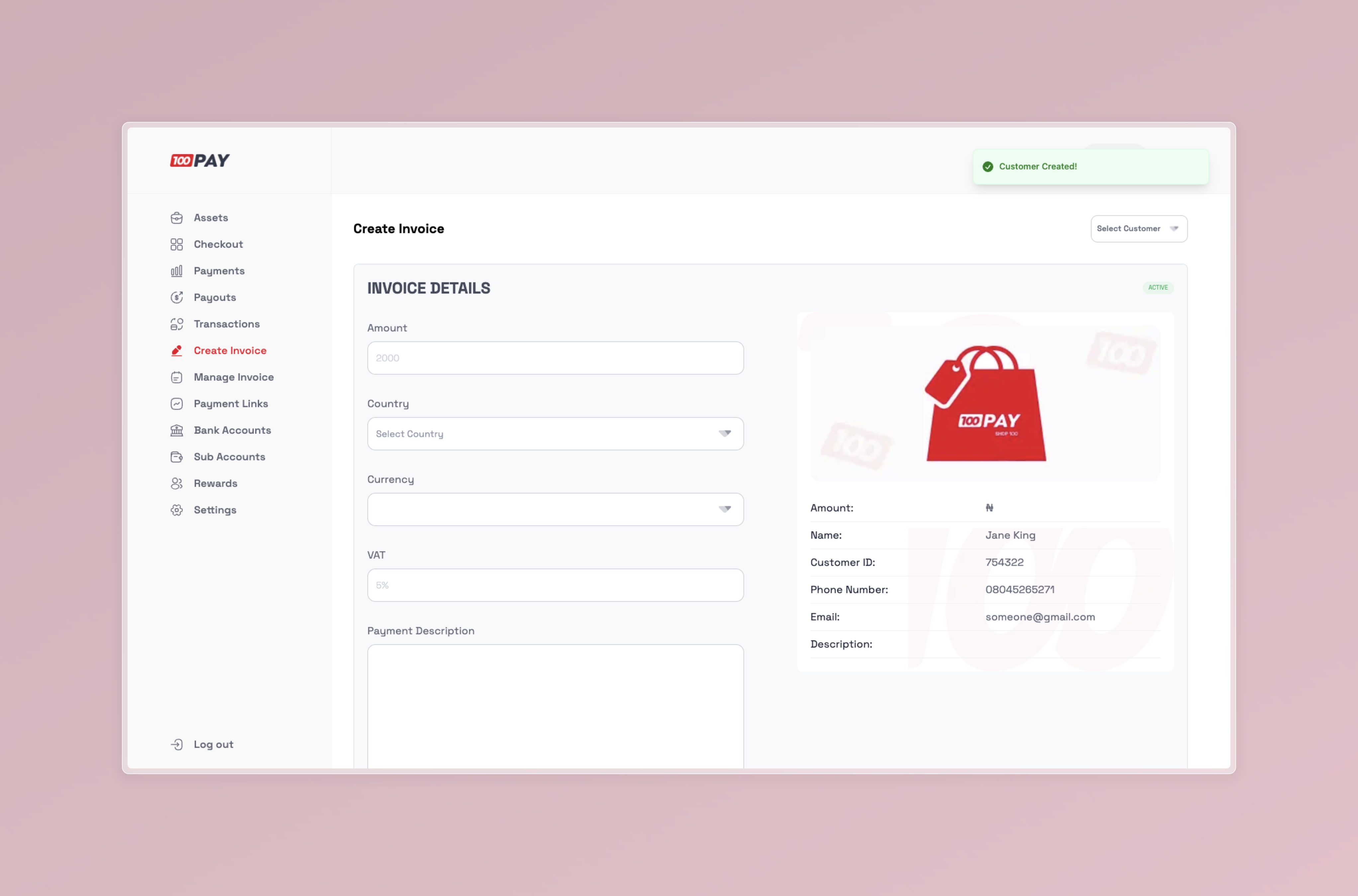 Create Invoice