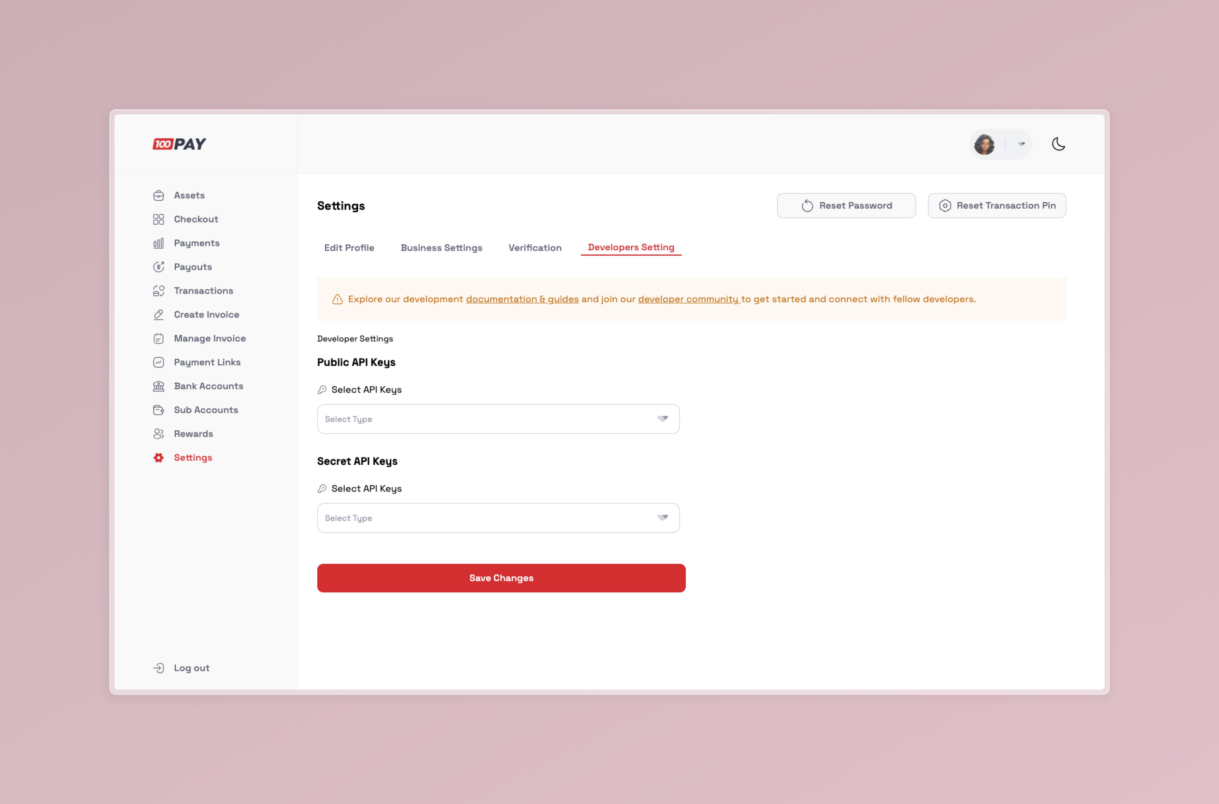 Developers Settings