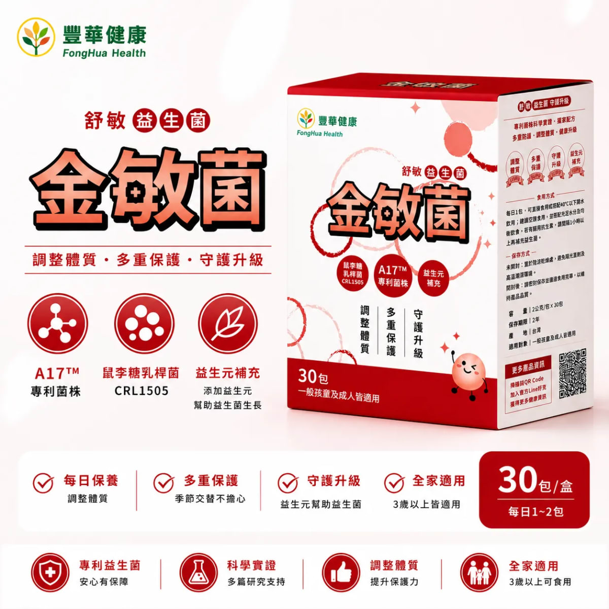 豐華健康 金敏菌｜A17 × CRL1505 益生菌