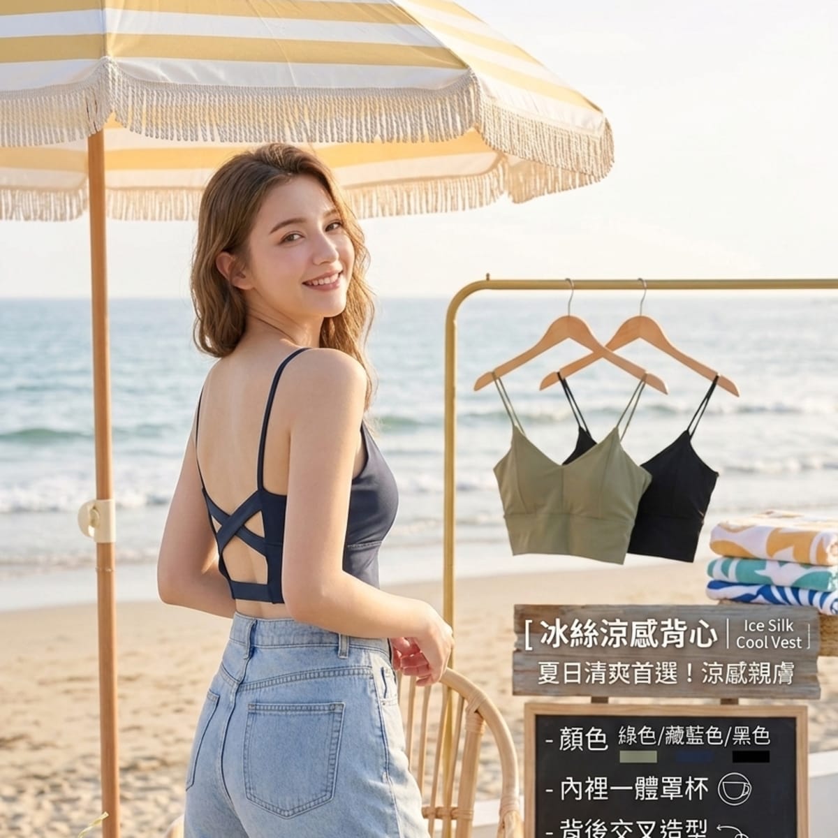 冰絲涼感背交叉小可愛