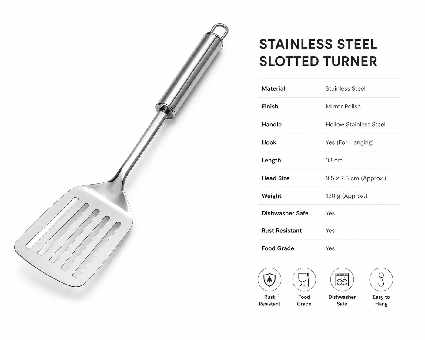 Stainless Steel Slottered Turner