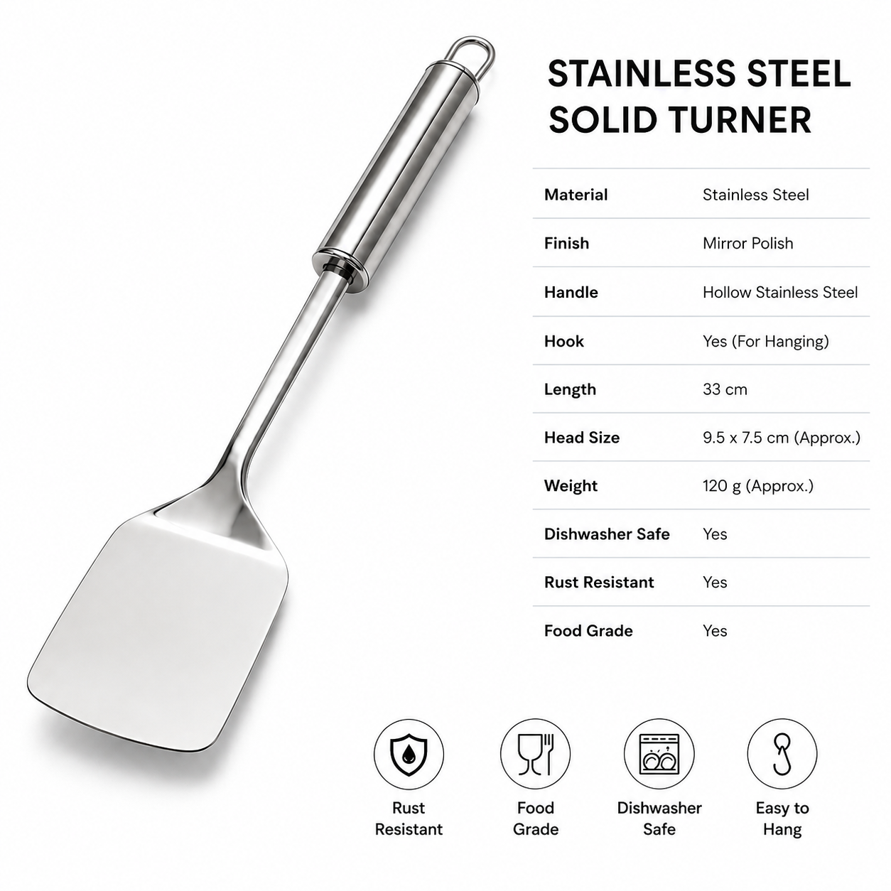 Stainless Steel Solid Turner