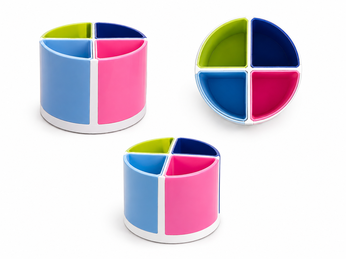 Multicolor Four Compartment Pen Holder