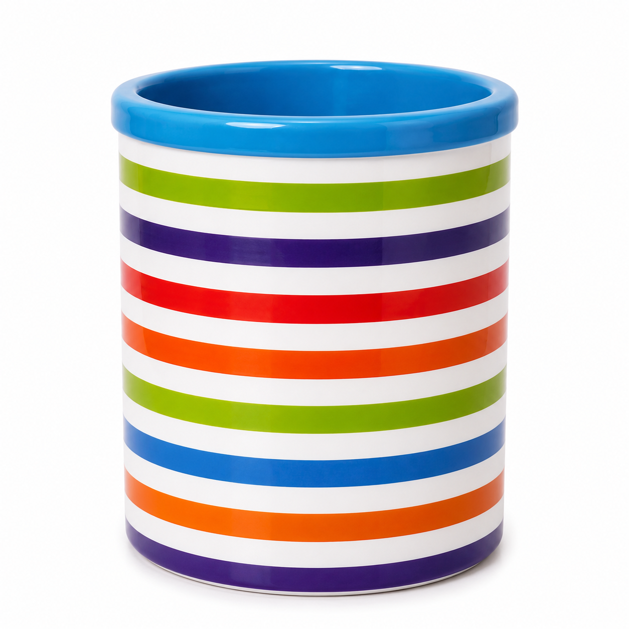 Multicolor Striped Plastic Pen Holder