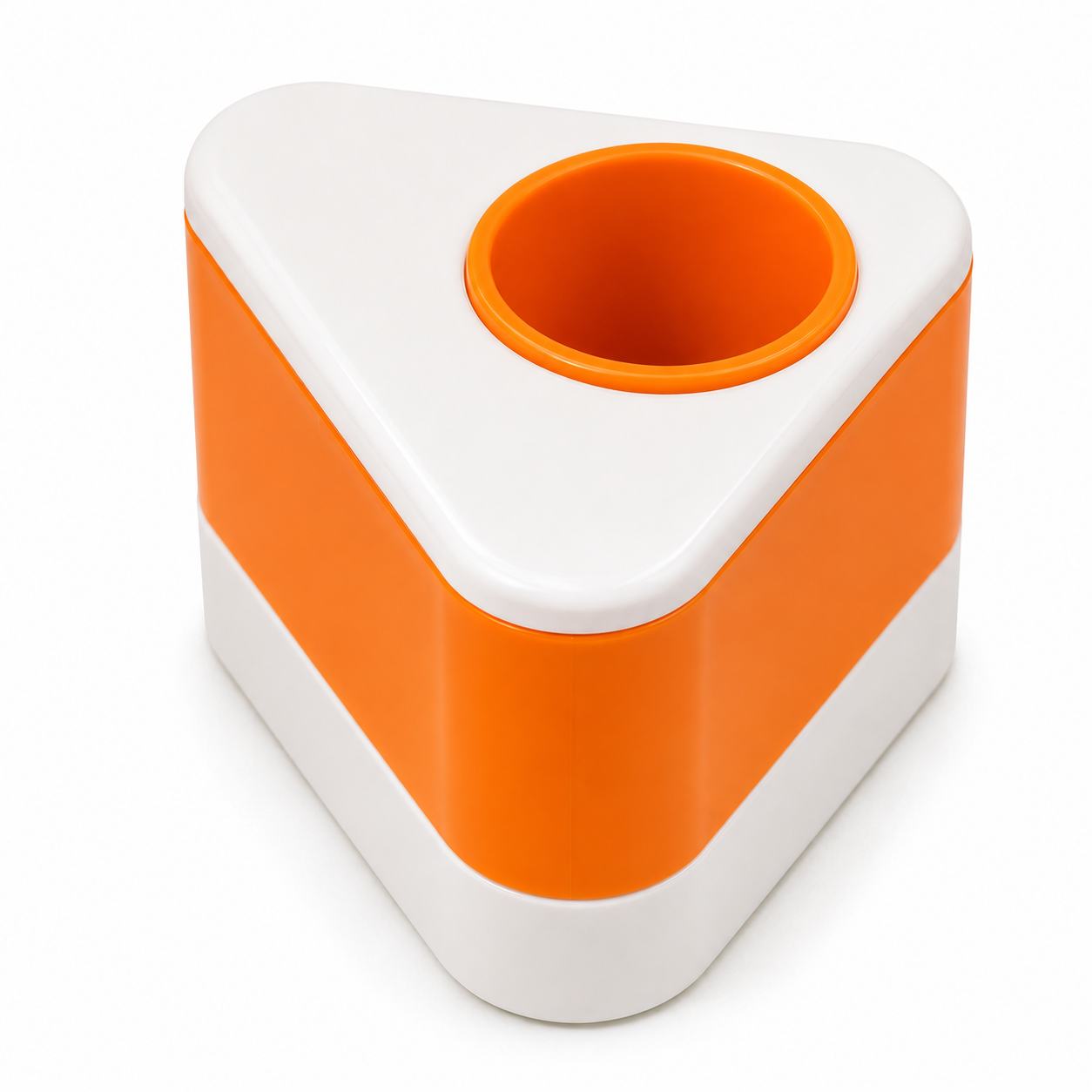 Triangular Plastic Pen Holder — Orange-White