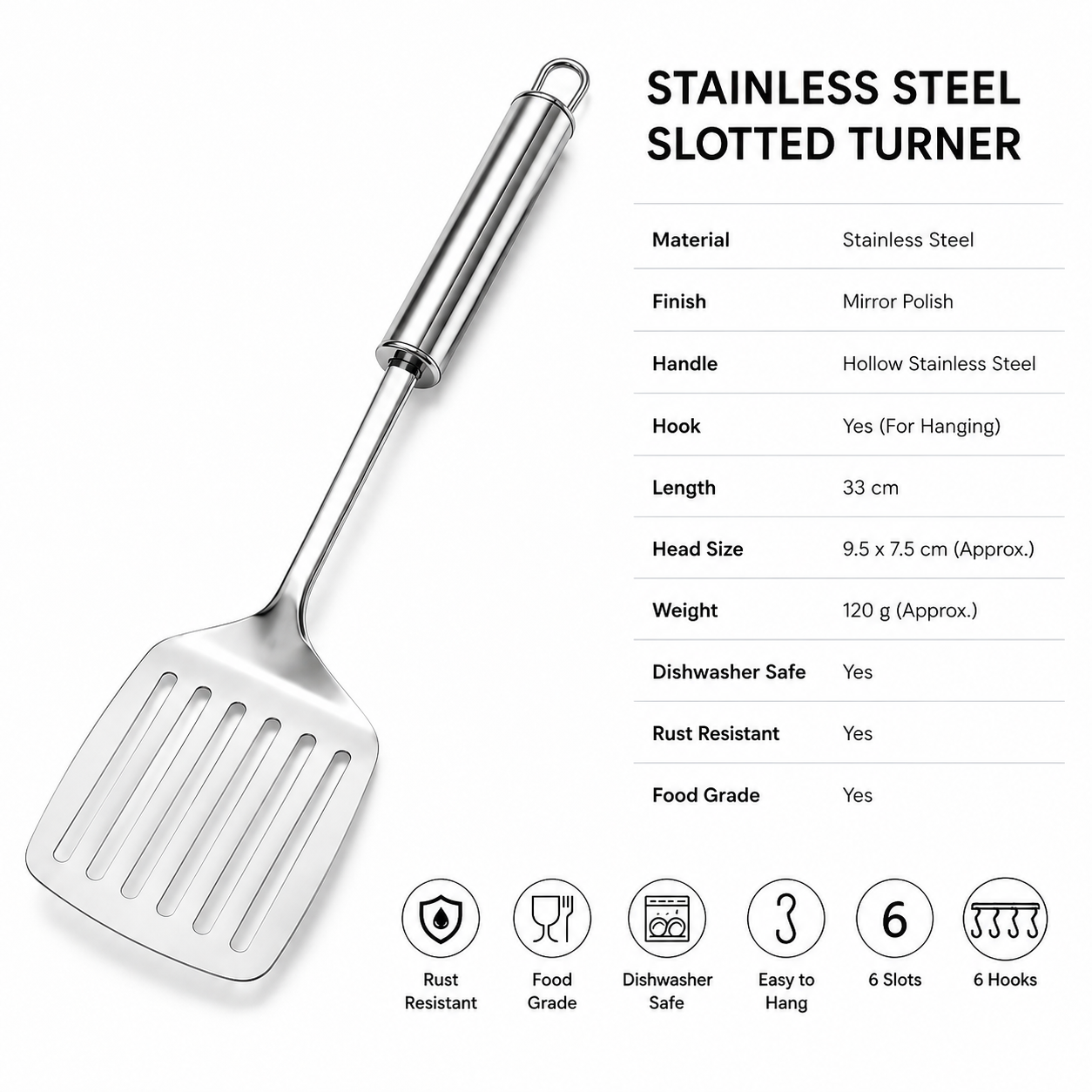 Stainless Steel Slottered Turner