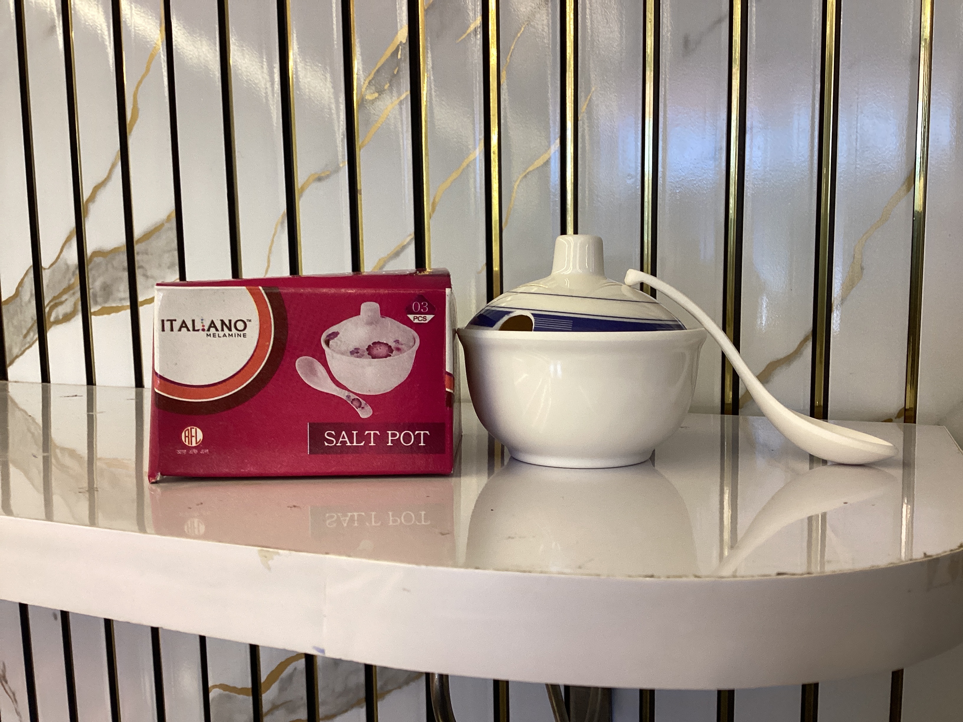 Italiano Melamine Salt Pot (White)