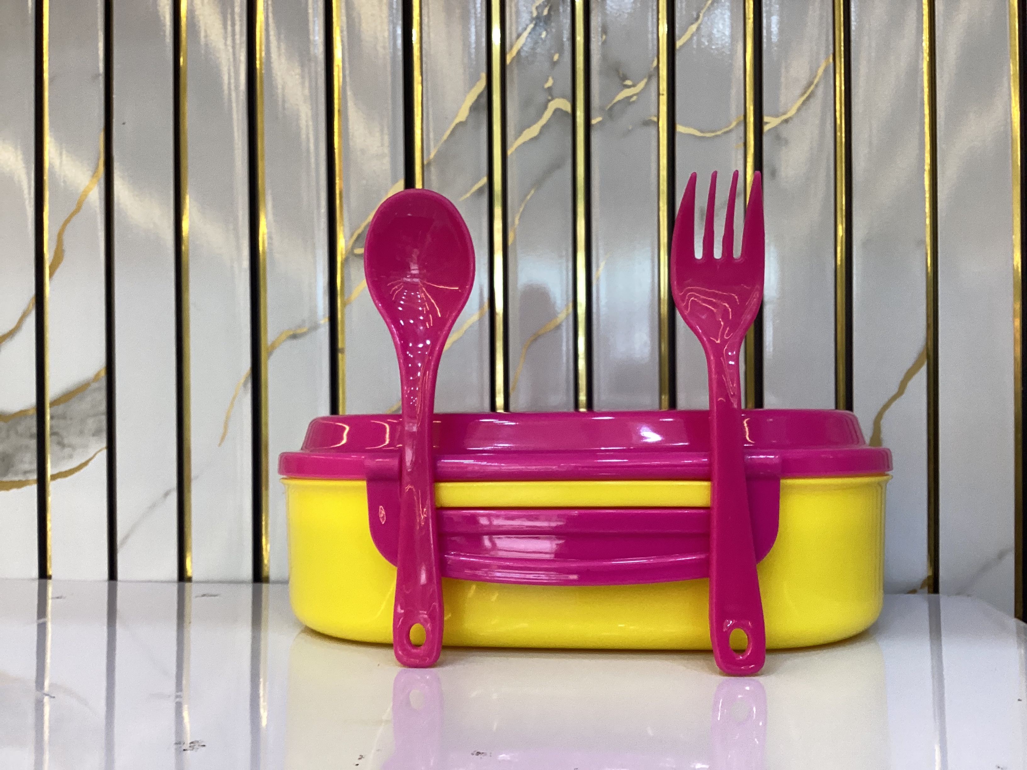 Paras Too Yummy Plastic Lunch Box — Yellow