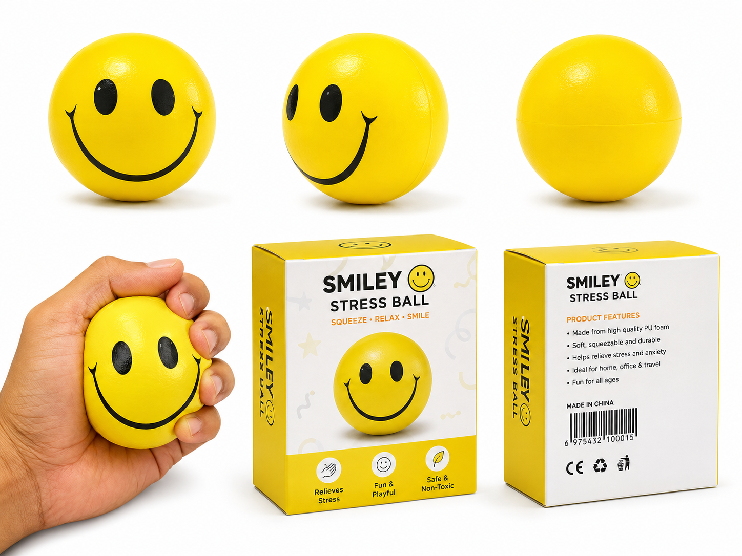 Smiley Stress Relief Ball (Yellow)