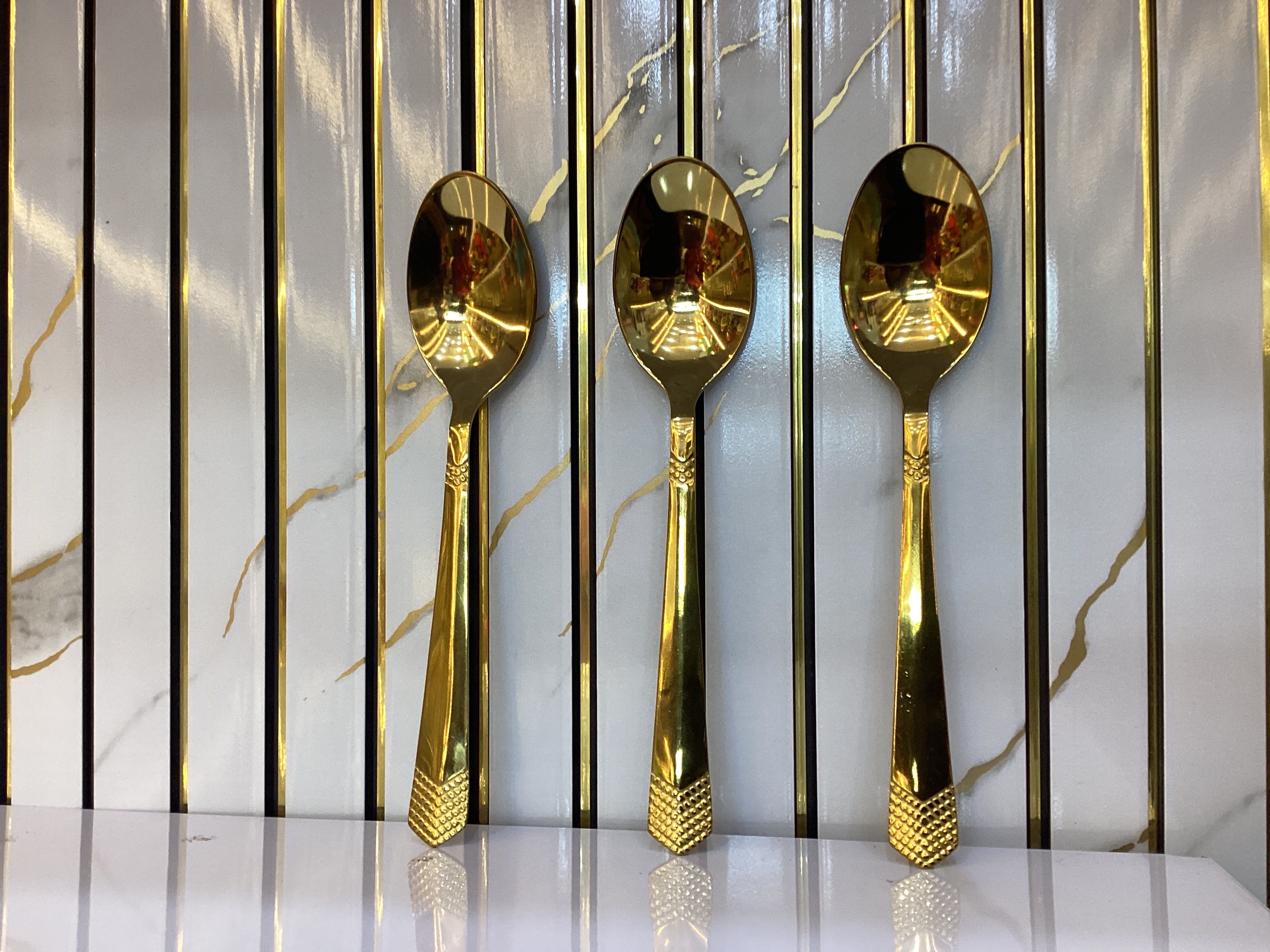 Golden Color Coated Royal Stainless Steel Spoon ( size 17 cm)