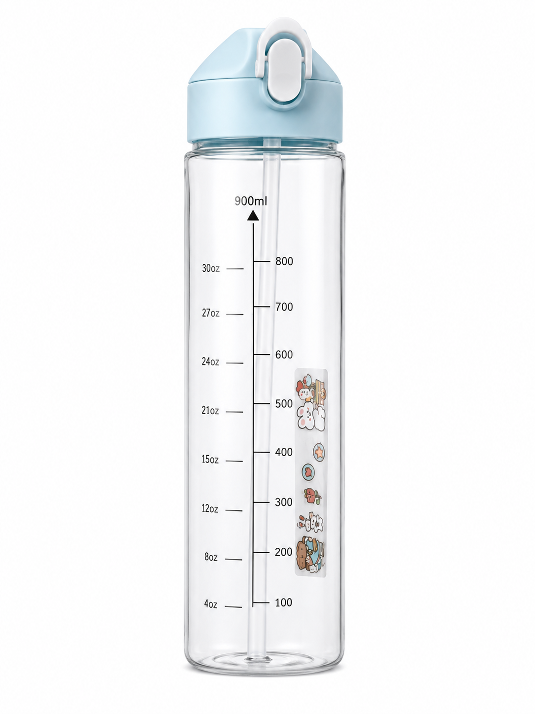 Premium Transparent Water Bottle With Straw 1000ml